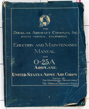 (AVIATION) Instruction manual for an O-25A airpline with photographs, schematics, and more,